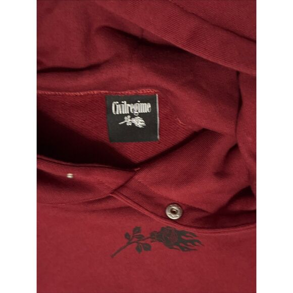 Civil Regime "Roses From Concrete" Hoodie 3XL NWT Burgundy Skull Streetwear - Picture 6 of 6